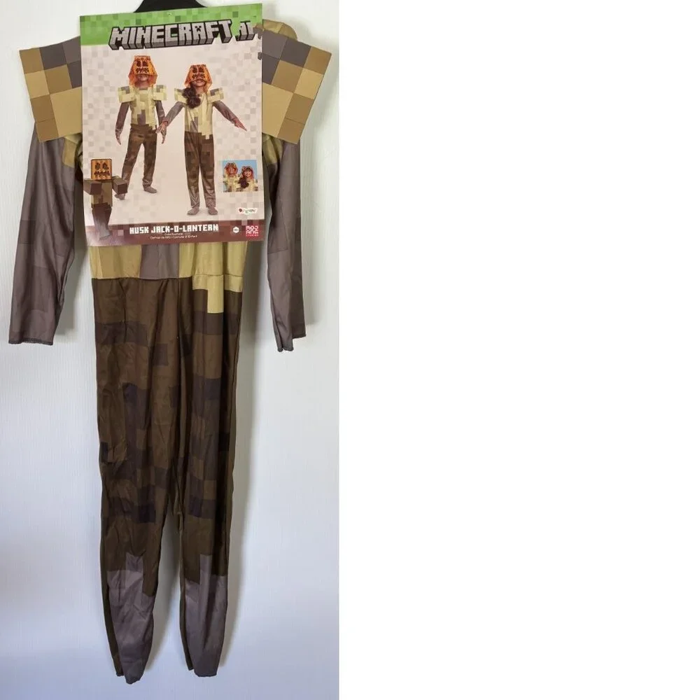 Minecraft Husk Jack OLantern Halloween Costume 10/12 Hooded Jumpsuit Armour Kids